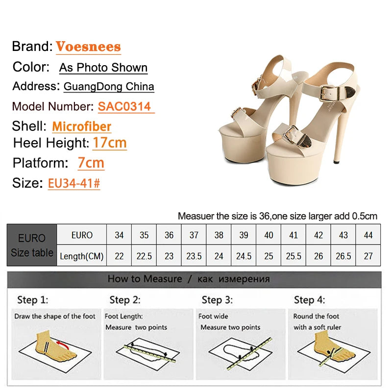 2024 New Runway Style Platform Sandals Chic Buckle Strap Women High Heels Summer Pole Dancing Shoes 7 Inches Sexy Stripper Shoes